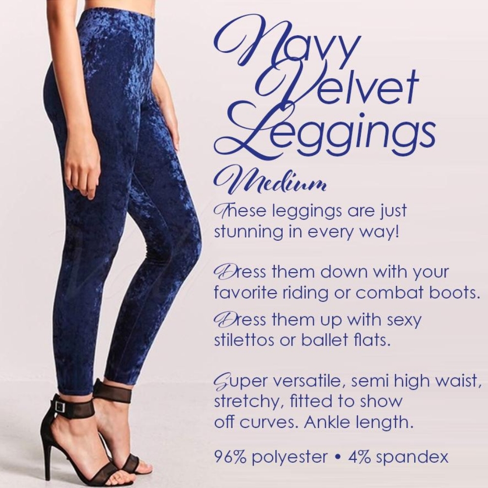 Navy Velvet Leggings NEW